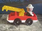 Vintage Fisher Price Little People Plastic Fire Truck Engine With Fireman
