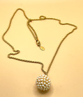 Vintage JOAN RIVERS Gold Tone Sphere Ball Faux Pearl Pendant Necklace