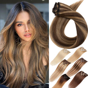 CLEARANCE Clip In Extensions, 100% Real Human Remy Hair Full Head Highlight Hair