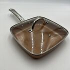Copper Chef 9.5 in. Square Skillet Frying Pan Steel Handle w Vented Lid - 9 1/2