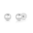 14K Real Solid White Gold Polished Round Ball Stud Earrings Silicone Push-back