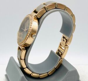 Folio Fossil Women's Quartz Analog Watch Rose-gold tone crystal bezel FMDFOL052