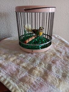Vintage Small Round Pink Metal Bird Cage With Solid End Caps And Bird Clip