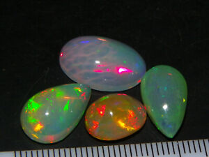4 Nice Cut/Polished Welo Crystal Opal Cabs 16.4cts Multicolours Ethiopia  NR Lot