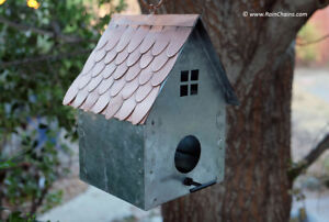 Cottage Bird House copper and steel