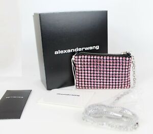 NEW Alexander Wang Heiress Nano Embellished Pouch Bag, Prism Pink, $495