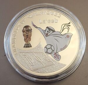 2022 Qatar FIFA World Cup  Soccer Mascot La'eeb  Coin with Cover, & Display  !!!