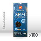 10/50/100 BLACK KF94 Disposable Face Masks 4 Layers Filters 95%+ PFE & BFE KN95
