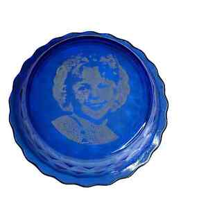 Vintage Shirley Temple Face Cobalt Blue Depression Glass Bowl Hazel Atlas
