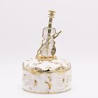 Bejeweled Enameled Hinged Trinket Box/Figurine With Rhinestones-Cute White Cello