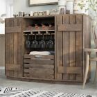 Mini Bar Liquor Storage Cabinet Buffet Table Wine Rack Serve Vintage Oak Finish