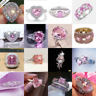 Elegant Women Jewelry 925 Silver Filled Pink Cubic Zirconia Wedding Ring Sz 6-10