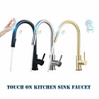 Touch Kitchen Sink Faucet Pull Out Sprayer Mixer Tap Stainless Steel Deck Mount
