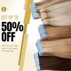 60PCS-150G Thick Tape In Remy Human Hair Extensions Full Head Skin Weft Balayage