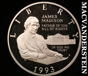 1993-S James Madison Commemorative Silver Half Dollar - Gem Proof Lustrous #V764