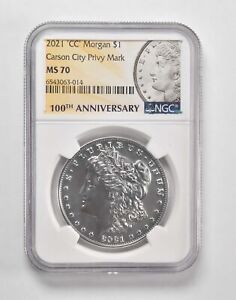 2021-CC MS70 Morgan Silver Dollar $1 NGC 100th Anniversary Label