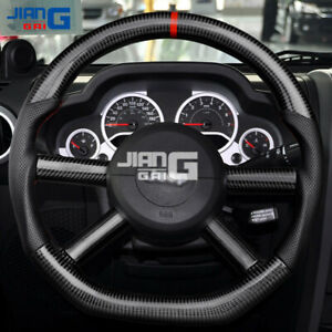 Sport Black Carbon Fiber Steering Wheel Fit For JEEP Wrangler JK 2008-2010 (For: 2008 Jeep Wrangler)