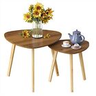 Bamboo Nesting Triangle End Table,Set of 2 Coffee Table Modern Walunt