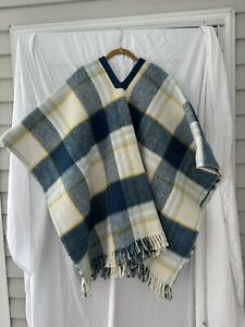 Vintage Poncho Plaid Unisex Thick Warm Material Likely Large