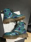 #1 DR. MARTENS TURQUOISE & BLUE RUB-OFF BOOTS MADE IN ENGLAND VINTAGE RARE