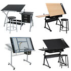 Drafting Table Drawing Desk Tempered Artist Workstation Craft Table w/ Drawers