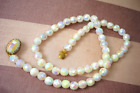 Vintage Lovely! AB Pink Color MILK GLASS Crystal Beads Necklace