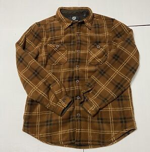 Weatherproof Mens Large Brown Plaid Sherpa Lined Shacket Shirt Jacket Button Up
