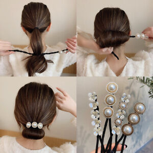 Faux Pearl Shell Flower Hair Bun Maker Headdress DIY Hairstyle Tool Twist Curler