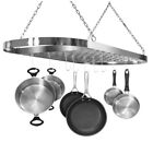 Stainless Steel Metal Oval Hanging Pot Rack Pans Cookware Kitchen Hanger Decor