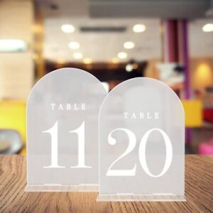 Clear Acrylic Wedding Table Numbers with Stands 11-20 Arch Table Numbers 5x7
