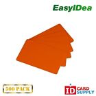 Pack of 500 Orange CR80 Standard Size PVC Cards | 30 mil Thickness by easyIDea