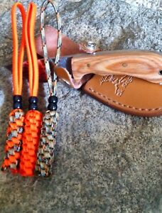 (3) Knife Lanyards -Fits Fixed And Folded Blade Knives - ORANGE/TREESTAND