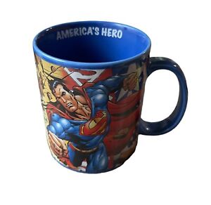 Superman “Americas Hero” Blue 16 Oz Coffee Mug/Tea Cup - DC Comics - Extra Large