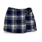 Urban Outfitters Blue Plaid Mini skirt Blue Tan Small Faux Wrap Skirt