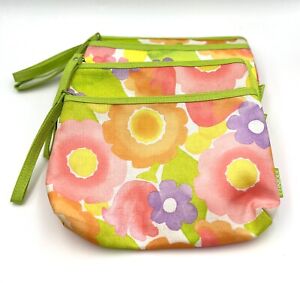 6 Bags : CLINIQUE Flower Print Cosmetic Makeup Bag Zipper Pouch with Handle