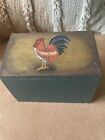 Wooden Painted Rooster Recipe Box Farmhouse Country Decor Vintage