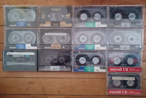 Lot of 13 Maxell Used Cassette Tapes Sold As Blank Type 1 Normal Bias