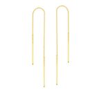 Box Chain Threader Earrings 14K Solid Gold Women Long Bar Drop Dangle Earrings