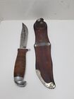 Vintage Finnish Leather Handle Fixed Blade Knife with Sheath - Finland   J