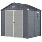 7.87x6.2FT Outdoor Resin Storage Shed W/Lockable Doors All-Weather Plastic Shed