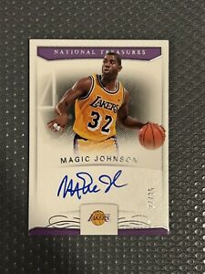 2017-18 National Treasures Magic Johnson Auto /35 Lakers On Card BOLD HOF