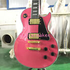 Custom Pink LP Electric Guitar HH Pickups Mahogany Body 6 String Gold Hardware