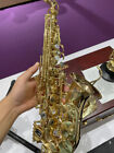 Brass Lacquered Curved Soprano Saxophone Bb Saxofon WSS-657 W/Case Free shipping