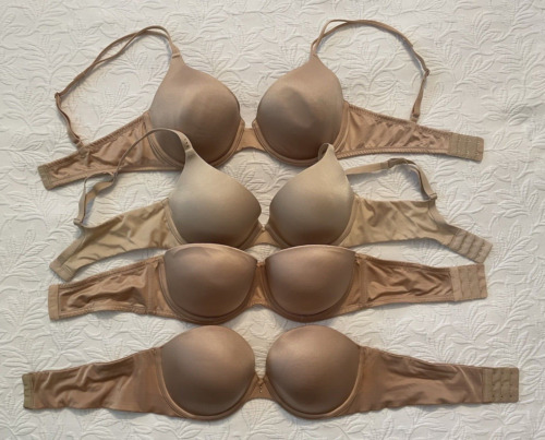 Victoria Secret bra 36C Lot X 4 beige underwired push up & lined cup & strapless