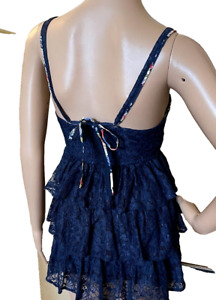 Abercrombie & Fitch Womens Vintage Y2K Tiered Lace Bustier Mini Dress sz S