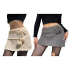 Womens Girls Y2K Vintage Knitted Low Waist Skirt A-Line Kawaii Short Mini Skirt