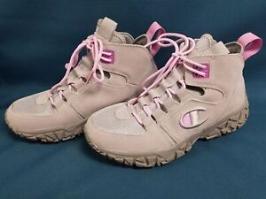 ^Champion Tank Grid Light Grey/Pink Girls Snow Shoes Boots Youth Size 6Y