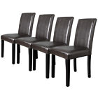 Dining Parson Chairs Set of 4 High Brown PU Leather Elegant Design Home Kitchen