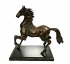 Vintage Solid Bronze Stallion Horse Sculpture on Wood Base Large HEAVY Artwork
