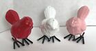 CBK Glossy Bird Figurine Pick Red White or Pink Cast Iron w/Wire Feet 3